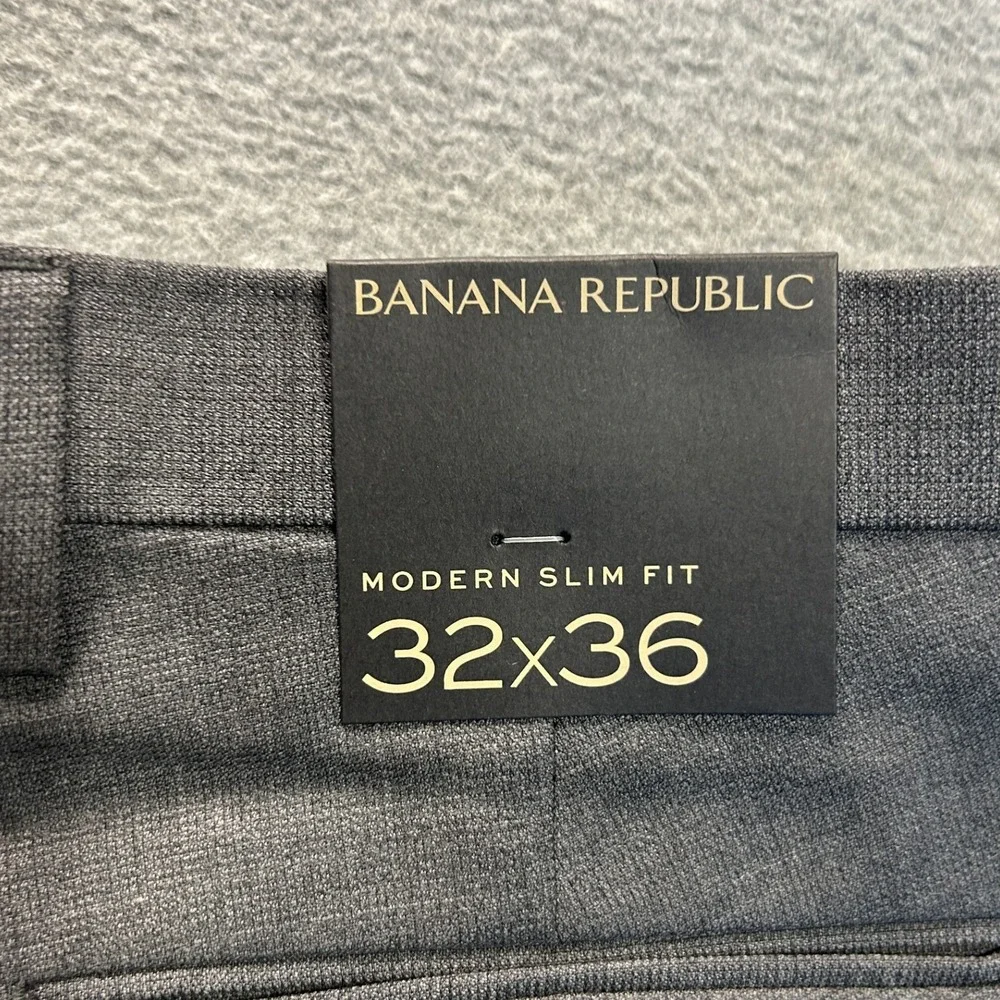 Banana Republic Dress Pants Mens 32x36 Gray Wool Slim Fit Nano-Tex Trousers